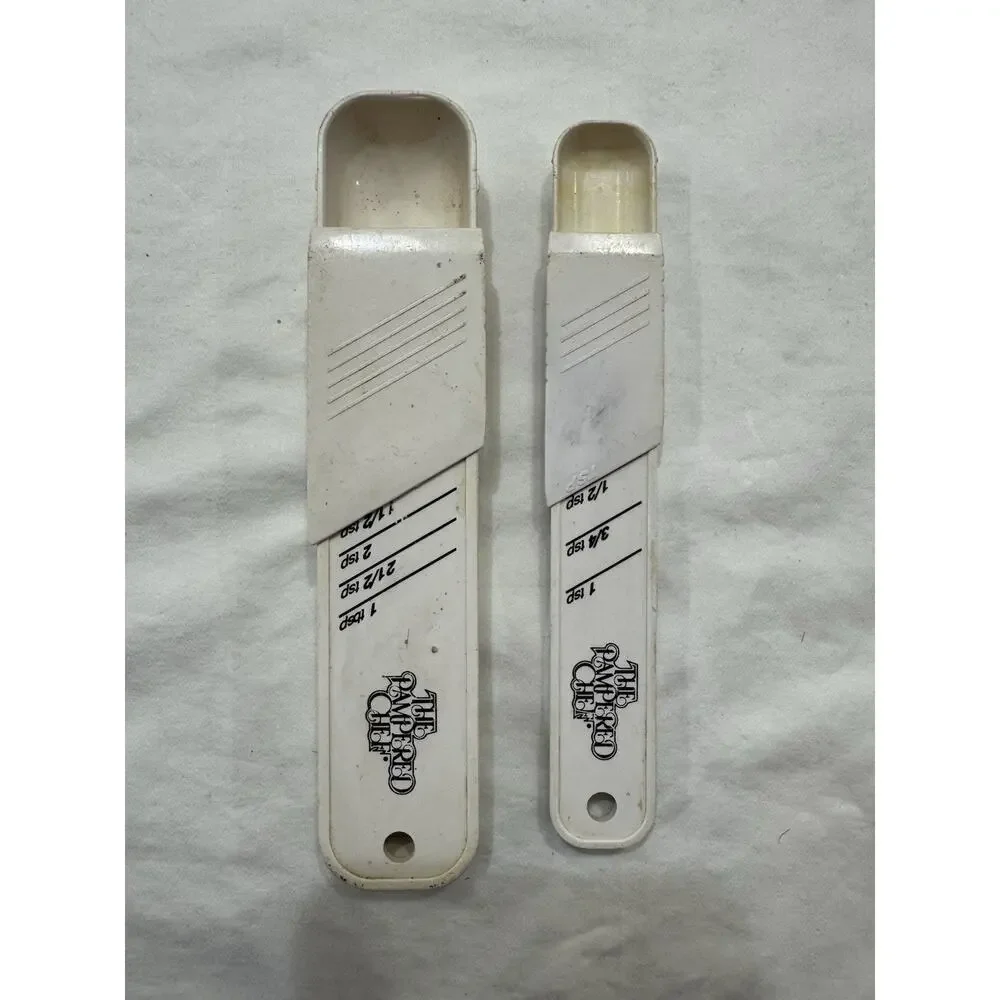 Set Of 2 Vintage Pampered Chef Adjustable Measuring Spoons, Teaspoon & Tablespoo